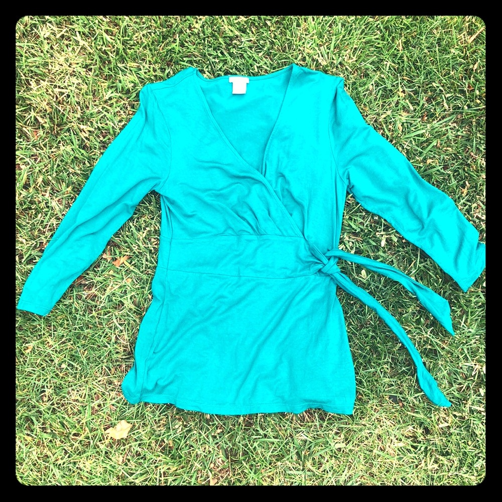 Ann Taylor Teal Tie Top